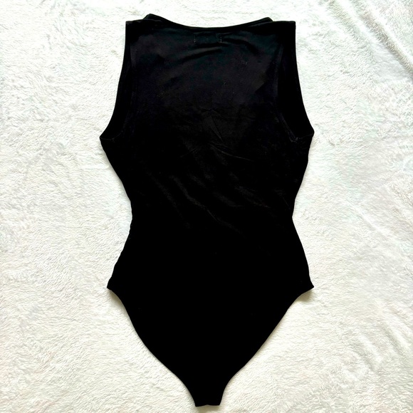 ZALANDO Essentials Black Ruched Sleeveless Faux Wrap Bodysuit--6 - Picture 14 of 15